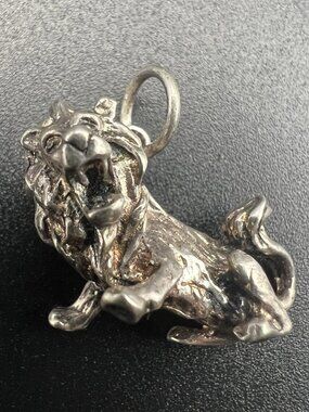 Vintage 925 Sterling Silver Roaring Lion 3D Charm 4.6g Detailed